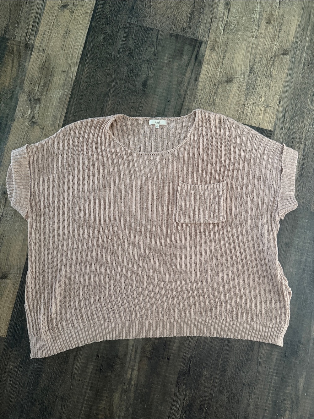 Relaxed Boxy Pocket Sweater - Blush Pink Sz S